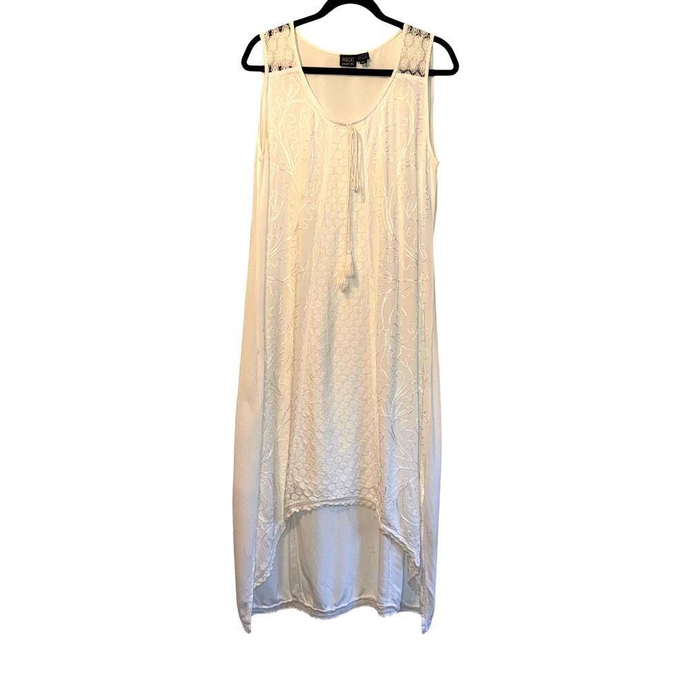 ANANDAS Collection Women's White Embroidered Sleevless High-Low Dress Sz XL